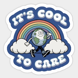 It's Cool To Care Earth Day Rainbow Sticker